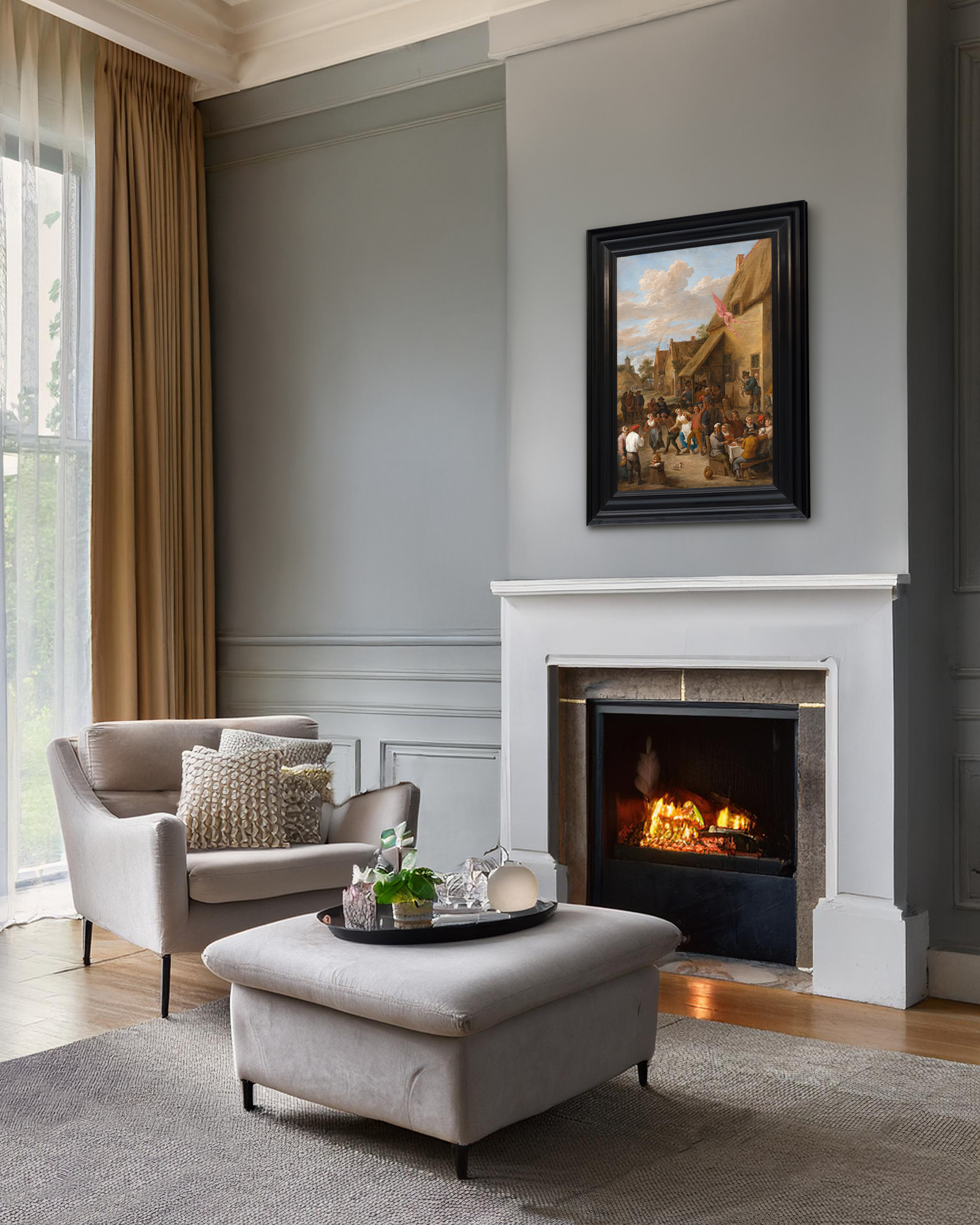 DAVID TENIERS THE YOUNGER - The Kermesse of Saint George (A Village Festival) - oil on canvas - 33 x 22 3/4 in.